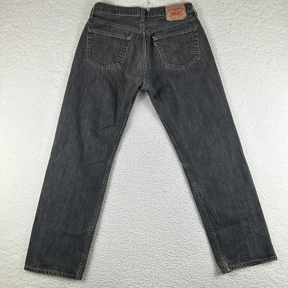 Levis 501XX Jeans Mens 31x30 Charcoal Gray Denim Straight Button Fly Irregular